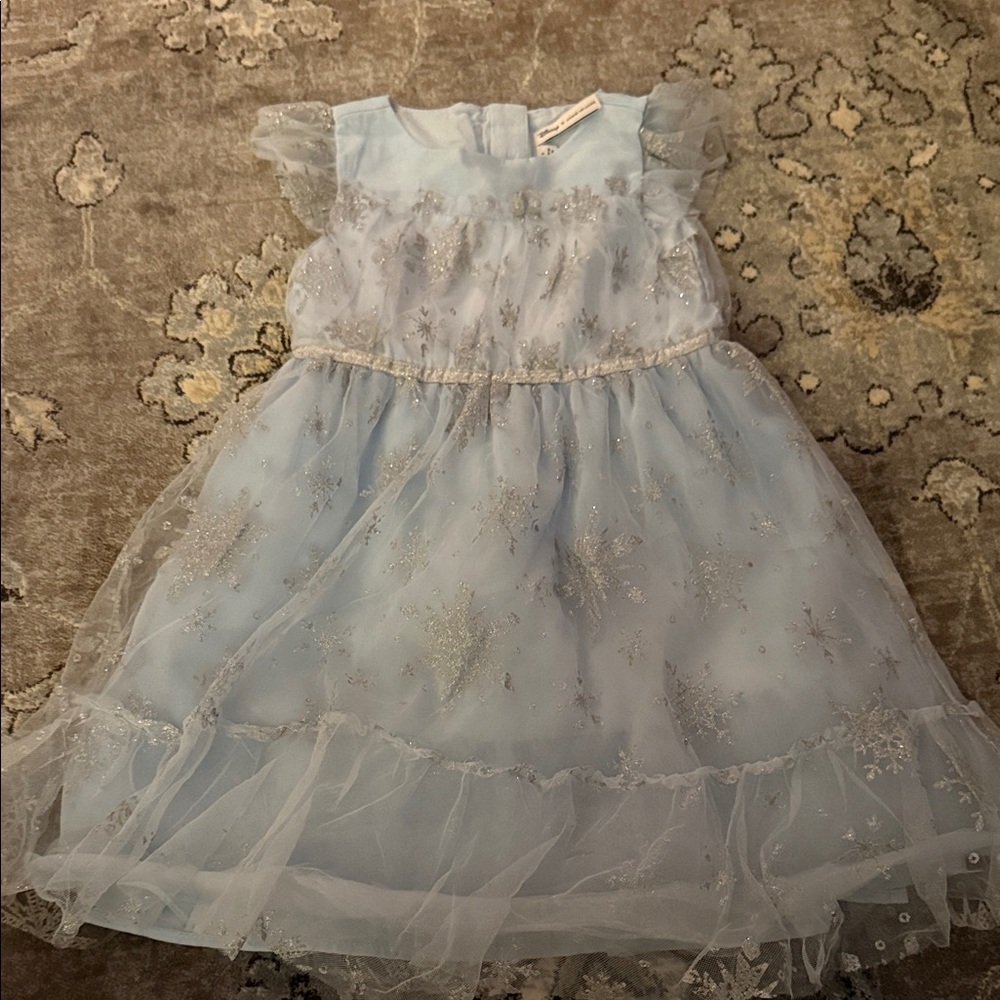Janie and Jack Light Blue Dress with Silver Details - Frozen